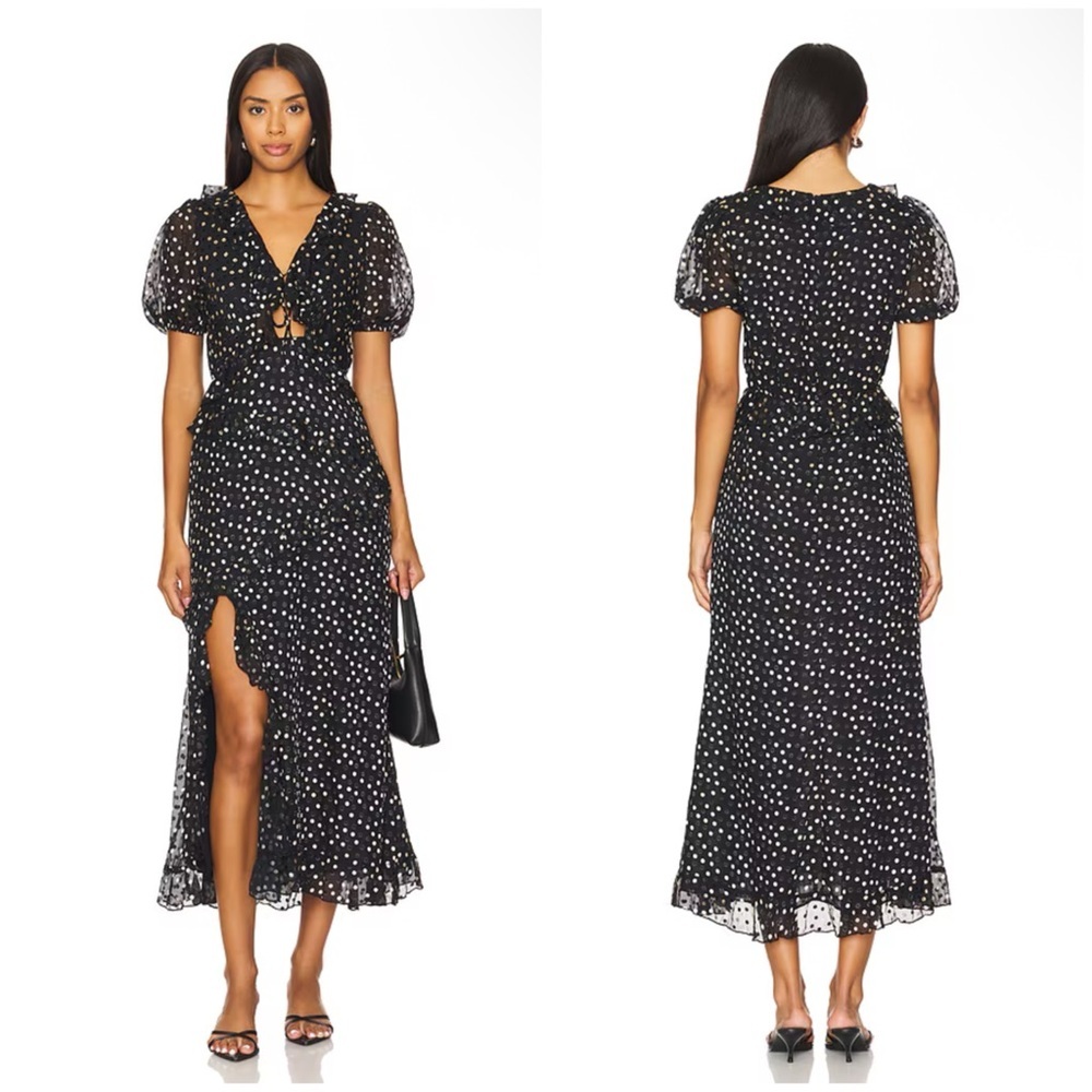 ASTR The Label Bennet Dress in Black Polka Dot Size S